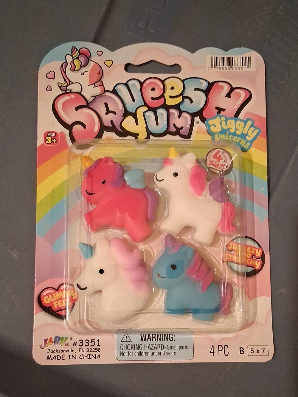 Squeesh Yum Jiggly Unicorns 4-Pack - Pink, White, Blue